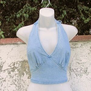 Lightwash denim halter top L